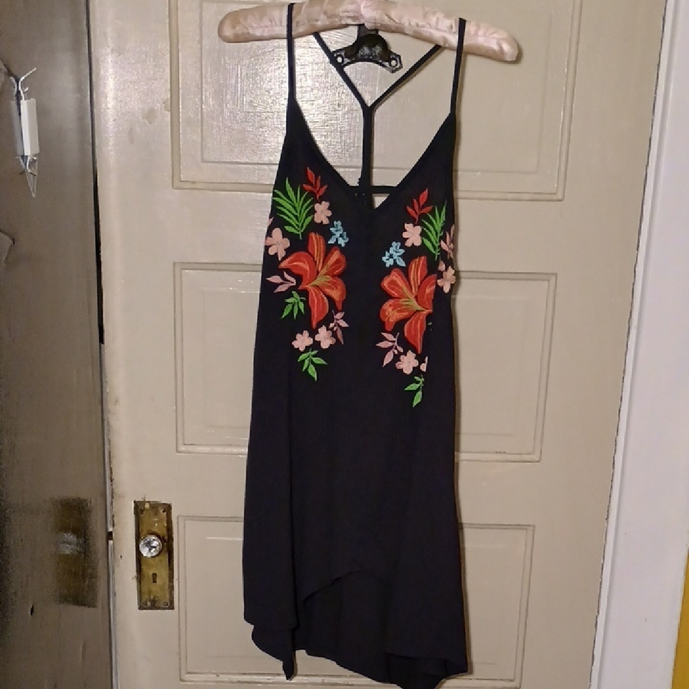 Floral Embroidered Black Dress